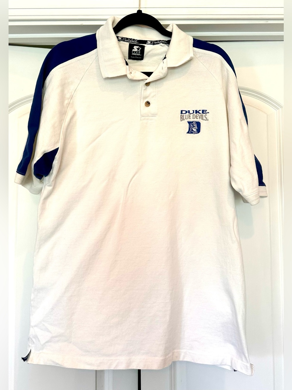 Vintage NCAA Duke Blue Devils Starter Collared Polo Shirt 100% Cotton Large